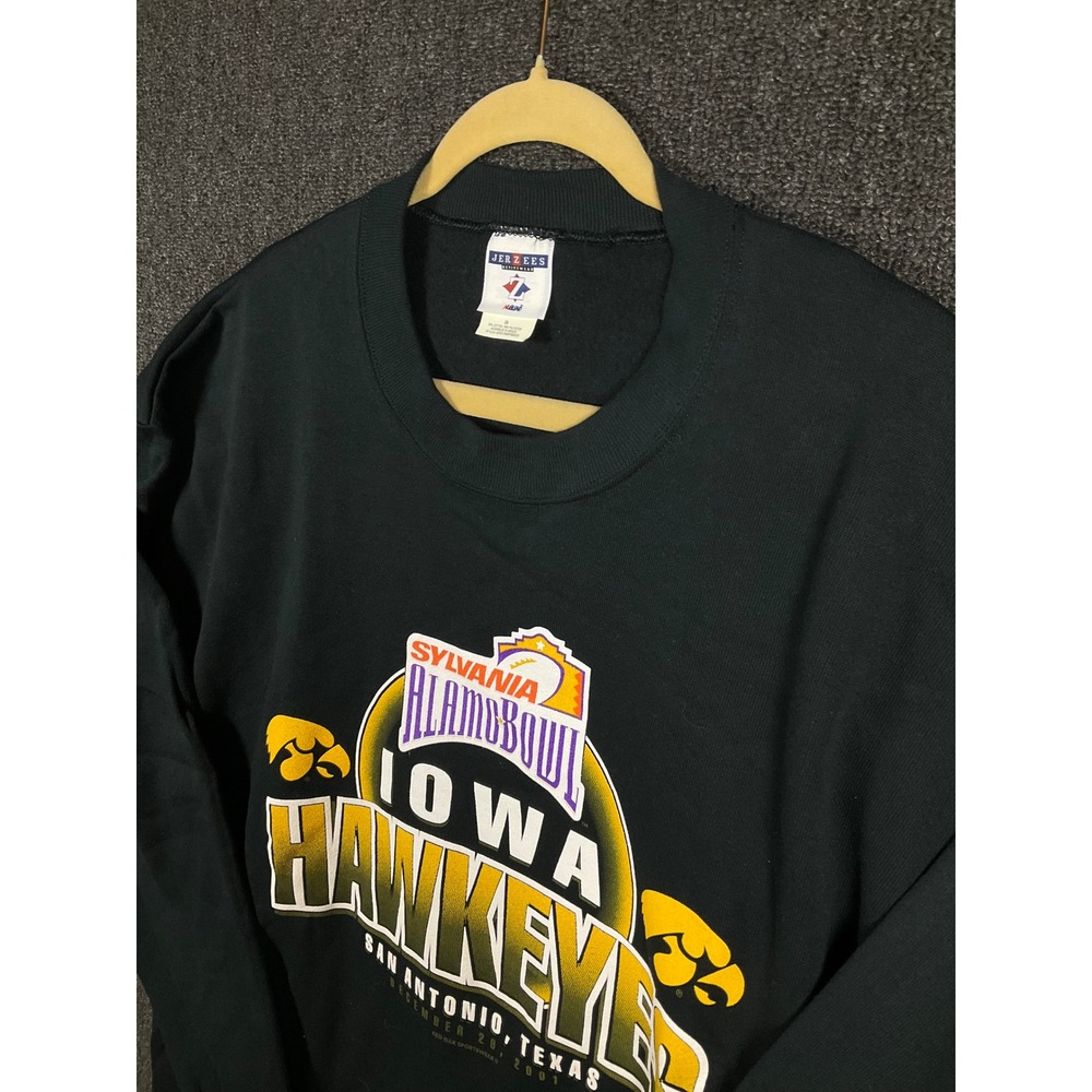 Vintage Jerzees Iowa Hawkeyes 2001 Alamo Bowl Sweatshirt Mens 2X Black Crewneck